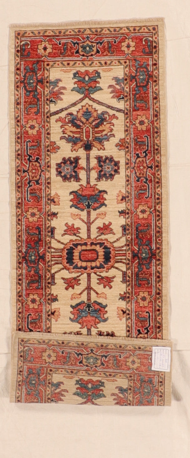 W 2.1 L 6.2 Heriz Runner 100% Wool Handmade All Over Design - 66221