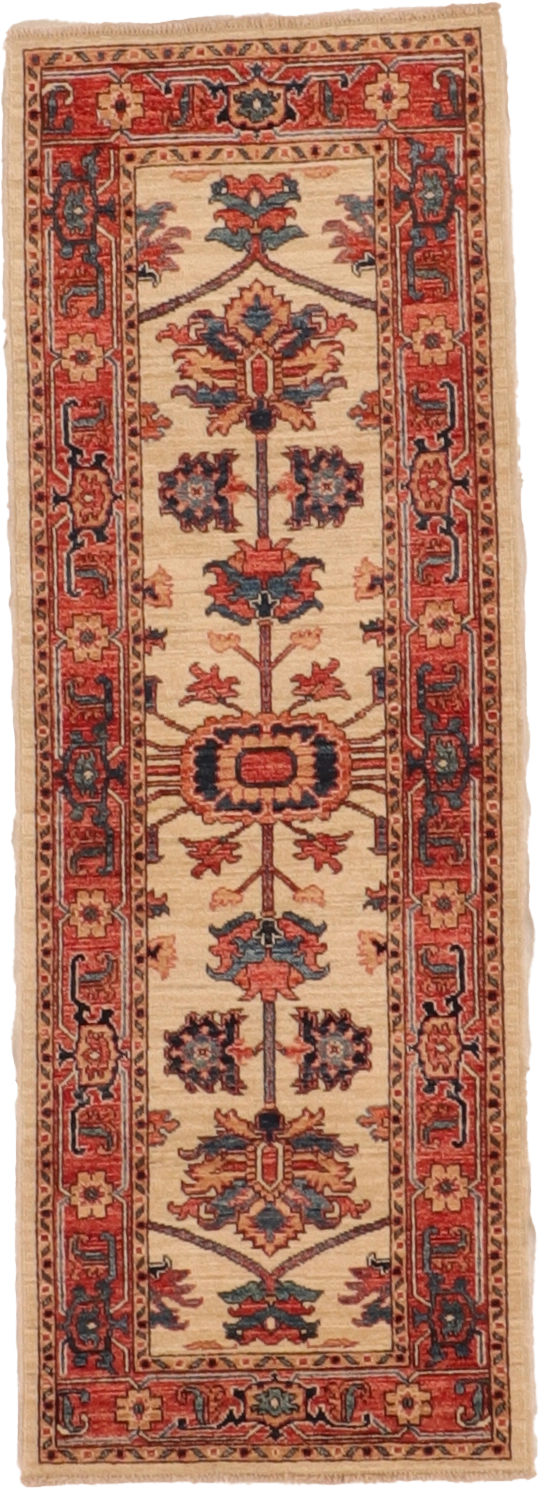 W 2.1 L 6.2 Heriz Runner 100% Wool Hand-Woven All-Over Design - 66221