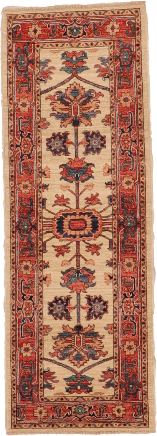 W 2.1 L 6.2 Heriz Runner 100% Wool Hand-Woven All-Over Design - 66221
