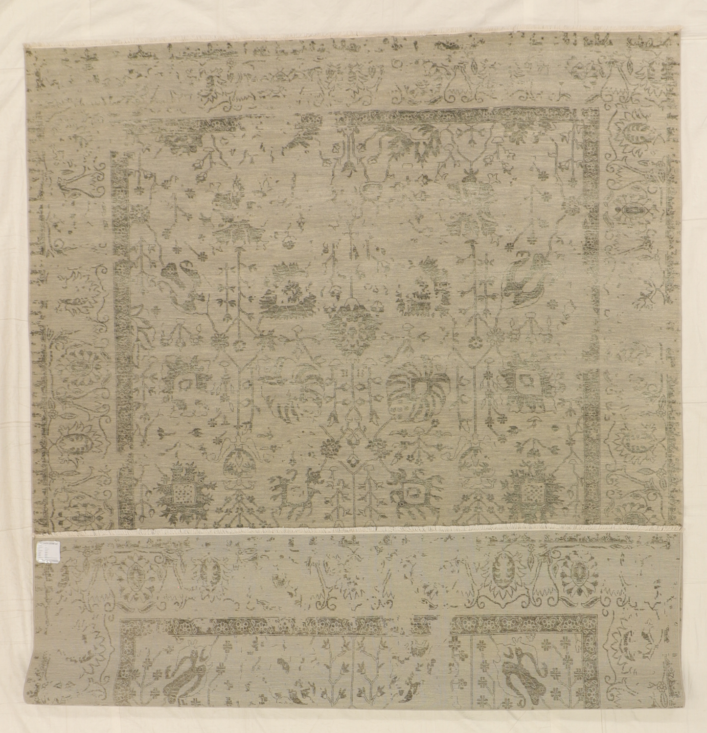 W 9 L 11.8 Modern Silk And Wool Blend Handmade India All Over Design - 66239