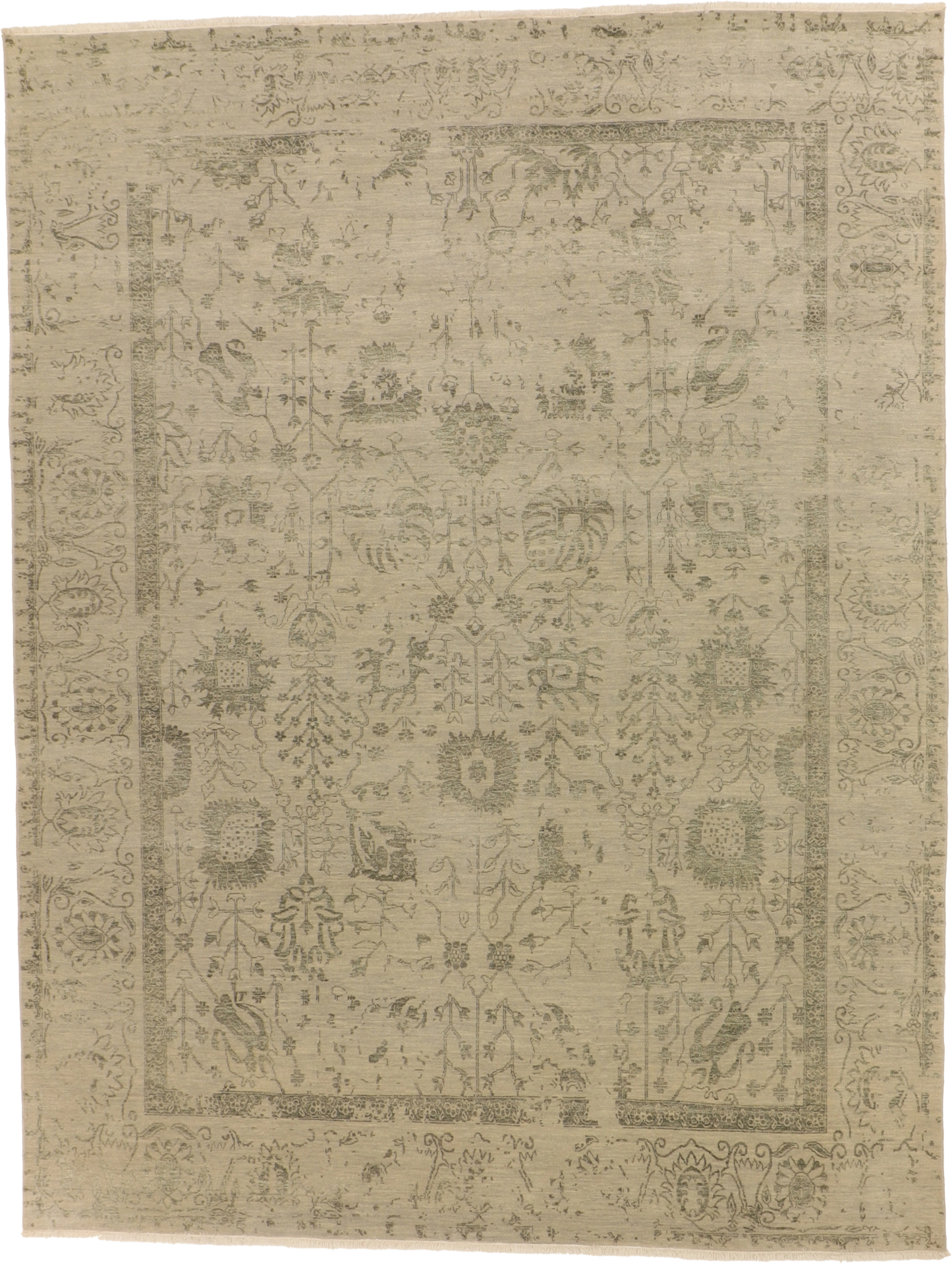 W 9 L 11.8 Modern Wool And Silk Blend Hand-Woven All-Over Design - 66239