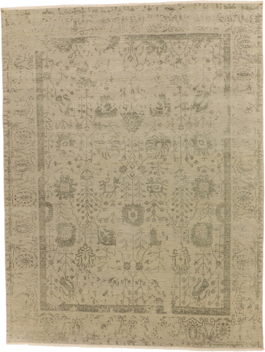 W 9 L 11.8 Modern Wool And Silk Blend Hand-Woven All-Over Design - 66239