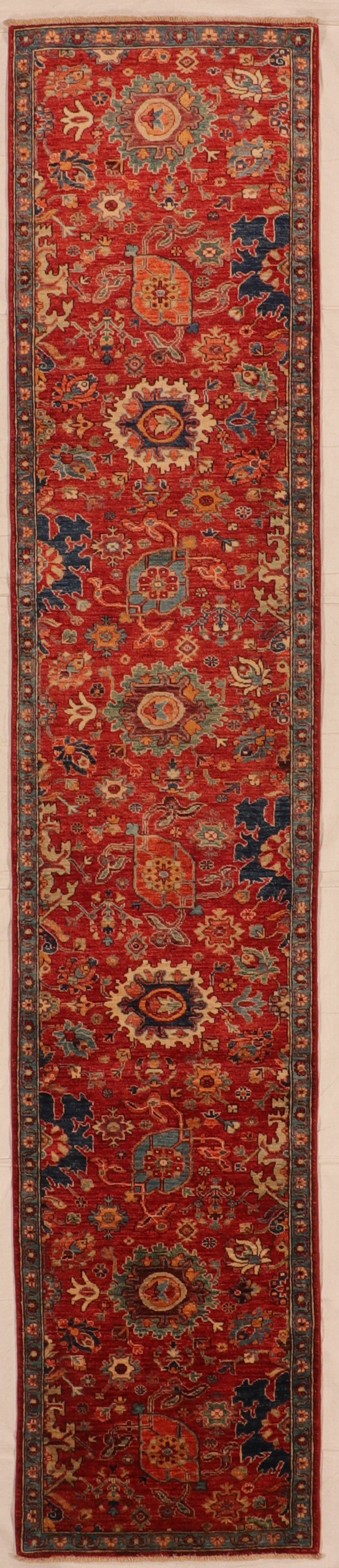 W 2.8 L 13.4 Ziegler Runner 100% Wool Handmade Pakistan All Over Design - 66245