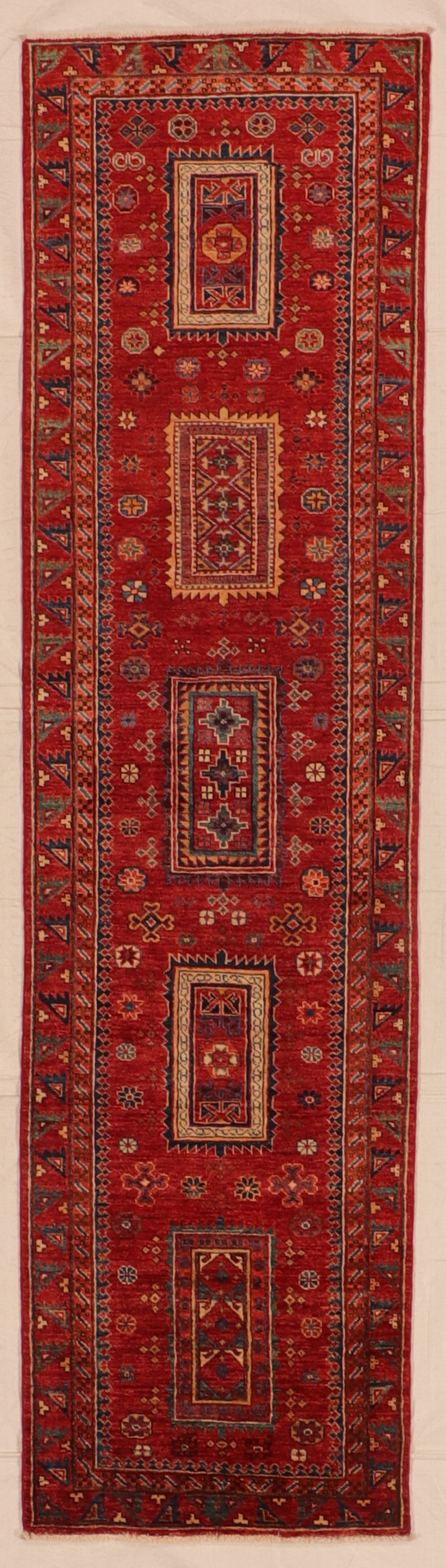W 2.7 L 9.10 Garabagh Runner 100% Wool Handmade Pakistan All Over Design - 66246