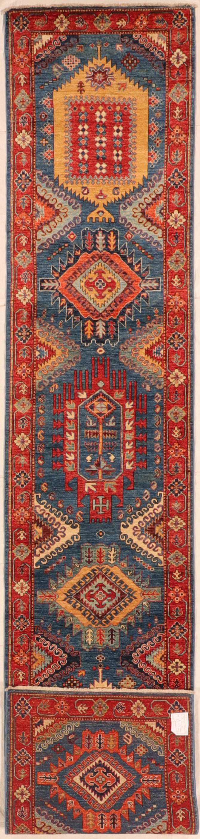 W 2.8 L 13.10 Karajeh 100% Wool Handmade All Over Design - 66251