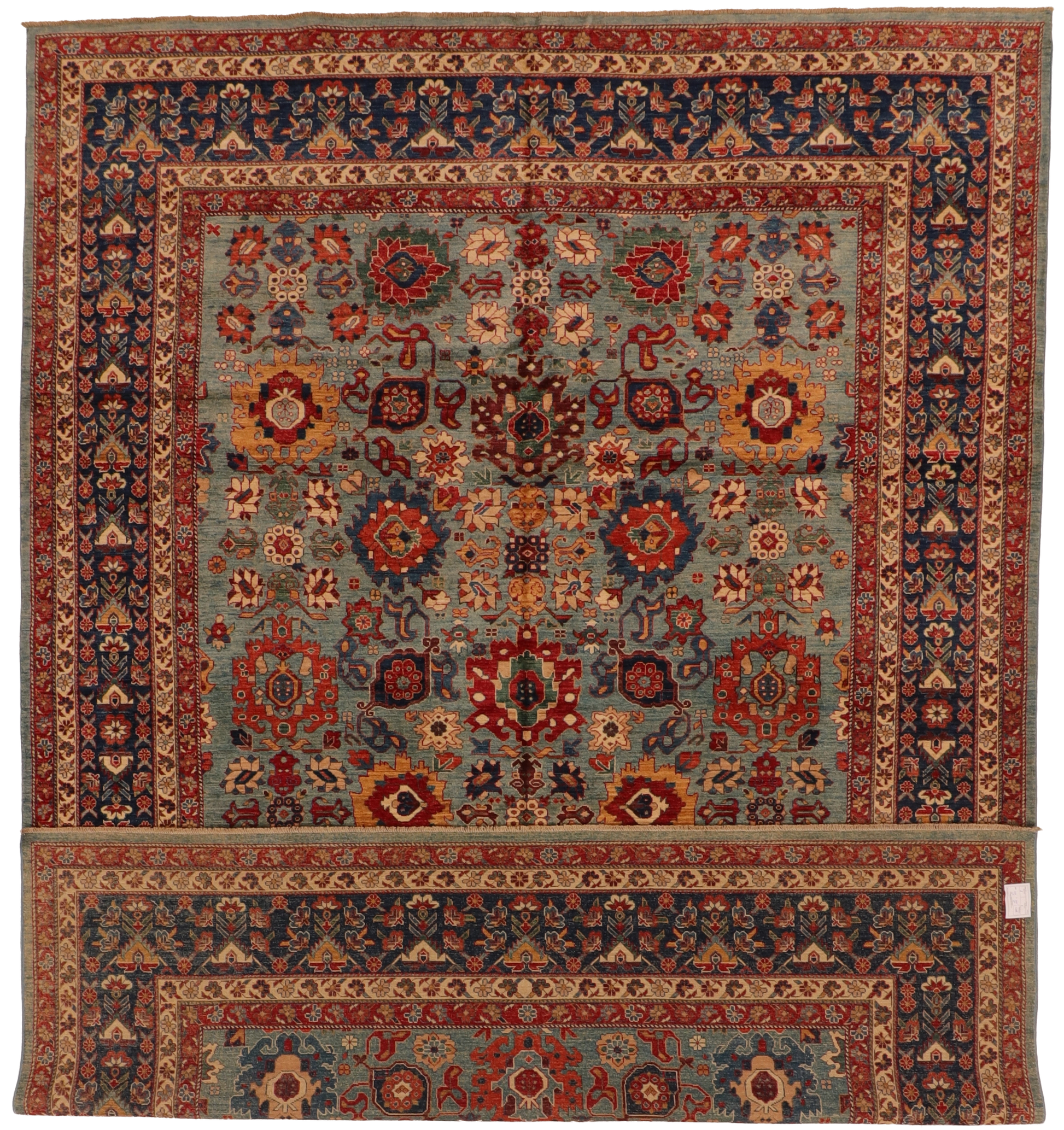 W 9.10 L 13.7 Mahal 100% Wool Hand-Woven All-Over Design - 66275