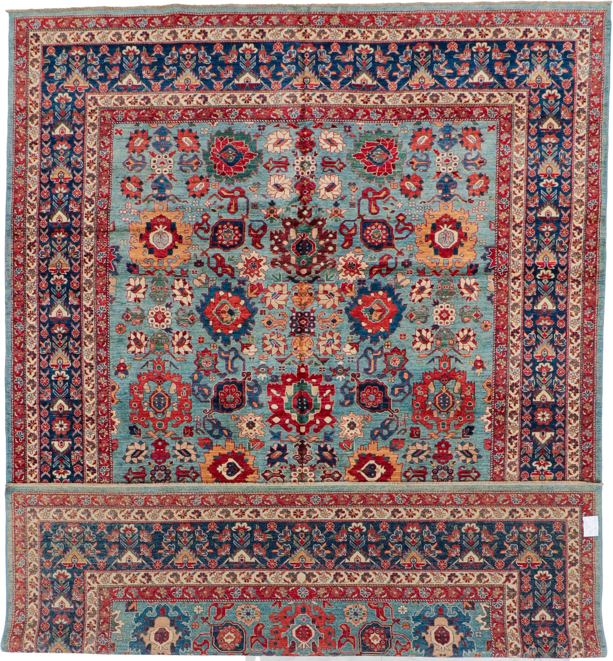 W 9.10 L 13.7 Mahal 100% Wool Hand-Woven All-Over Design - 66275