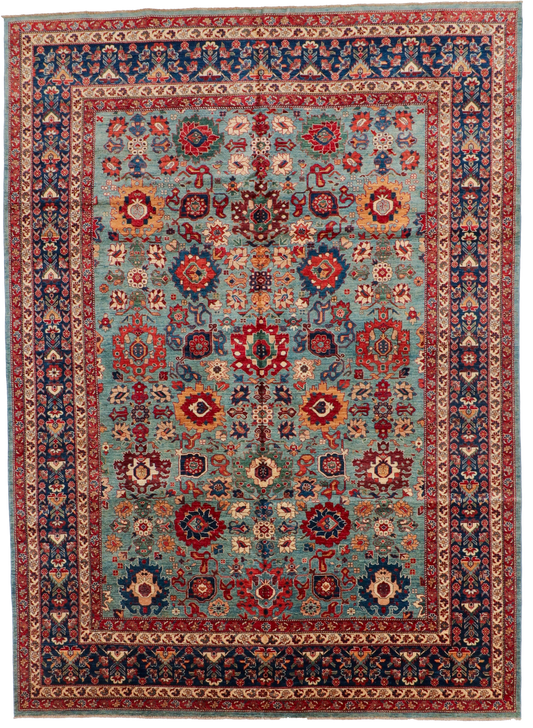 W 9.10 L 13.7 Mahal 100% Wool Hand-Woven All-Over Design - 66275