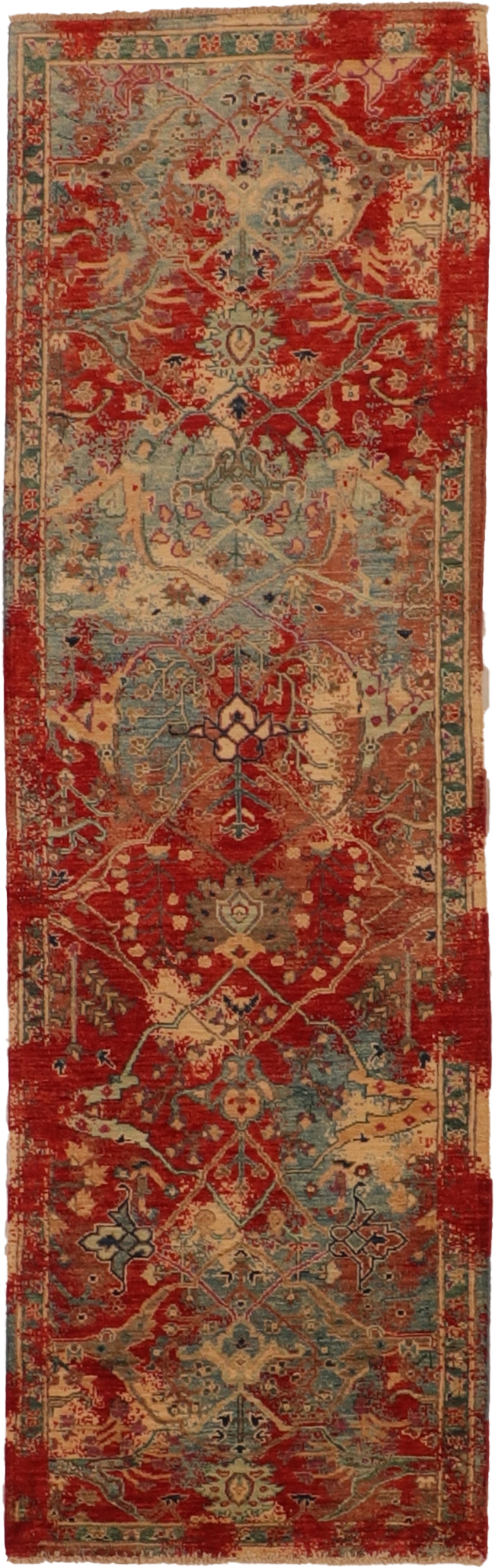 W 2.8 L 8.7 Sultan Abad Runner 100% Wool Hand-Woven All-Over Design - 66283