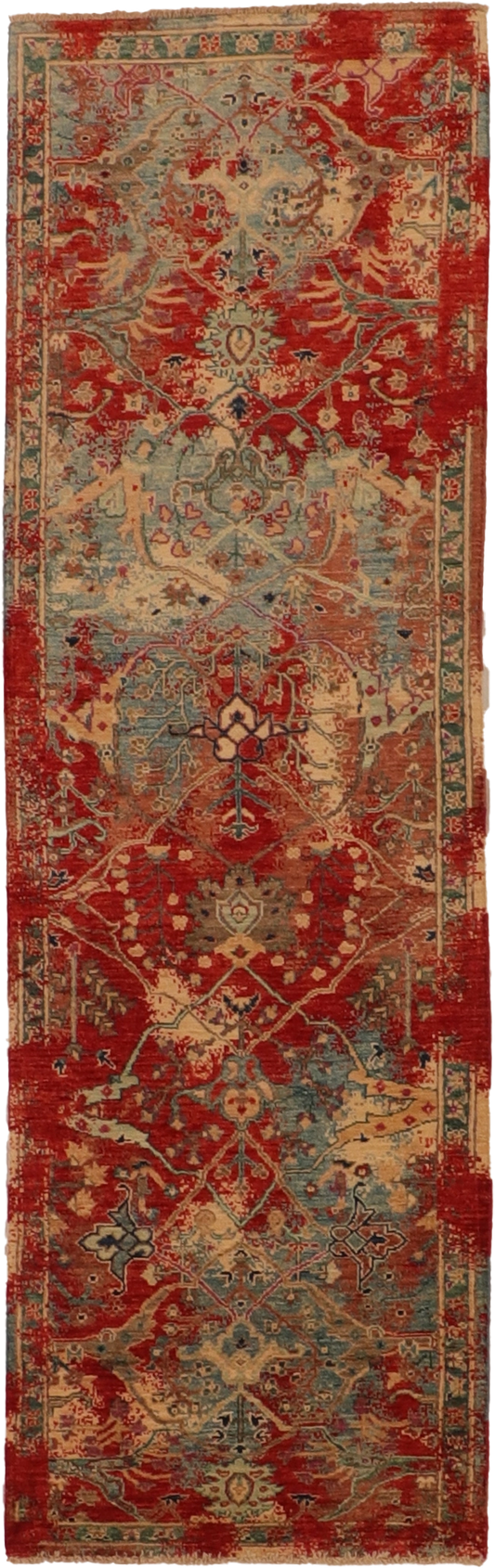 W 2.8 L 8.7 Sultan Abad Runner 100% Wool Hand-Woven All-Over Design - 66283