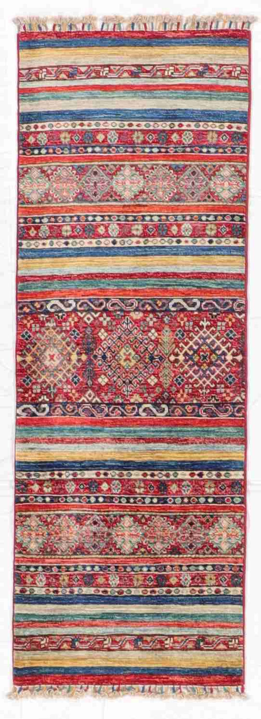 W 2.1 L 6.5 Baluch Runner 100% Wool Handmade All Over Design - 65566