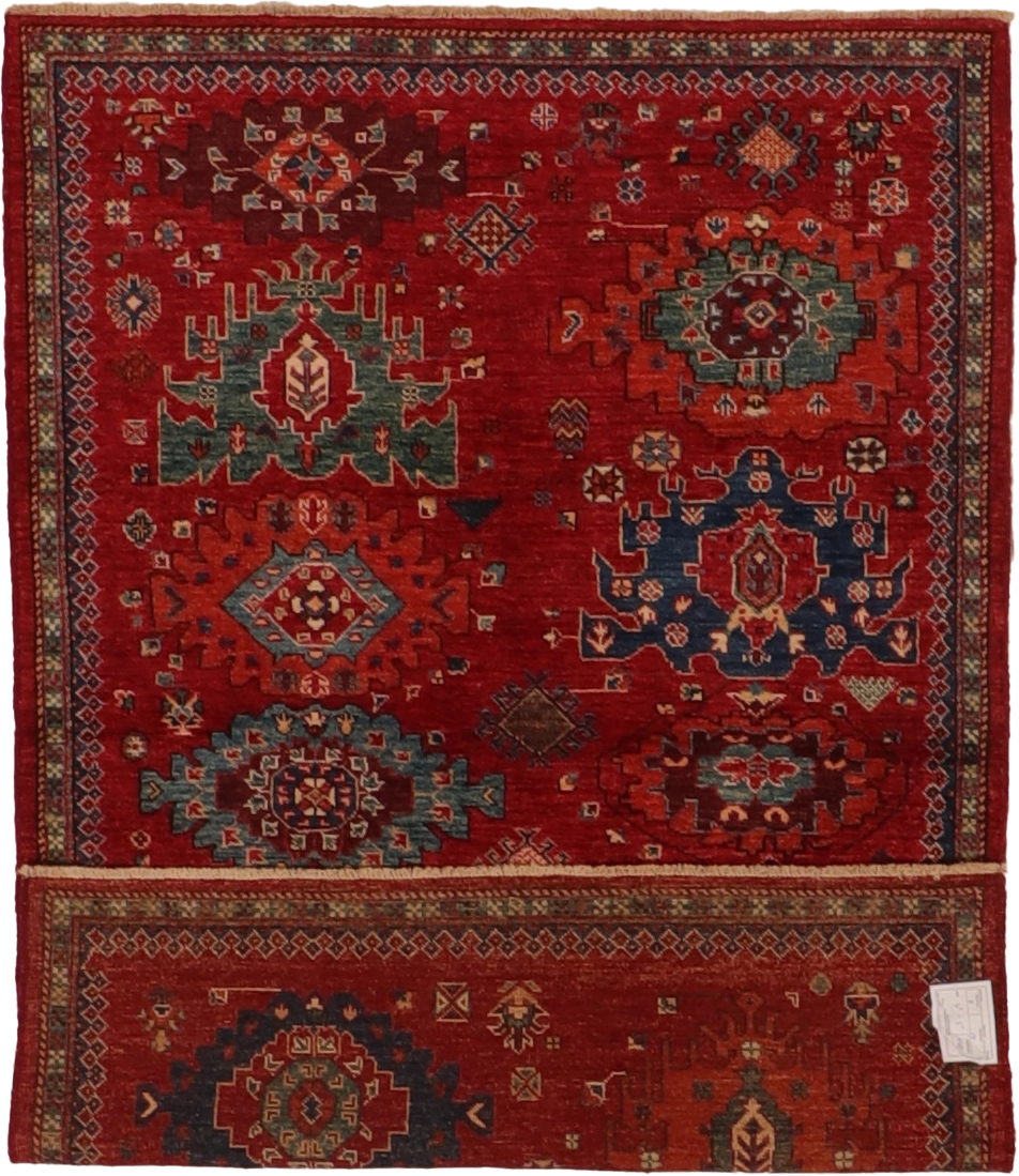 W 4 L 5.10 Kazak 100% Wool Handmade All Over Design - 66293