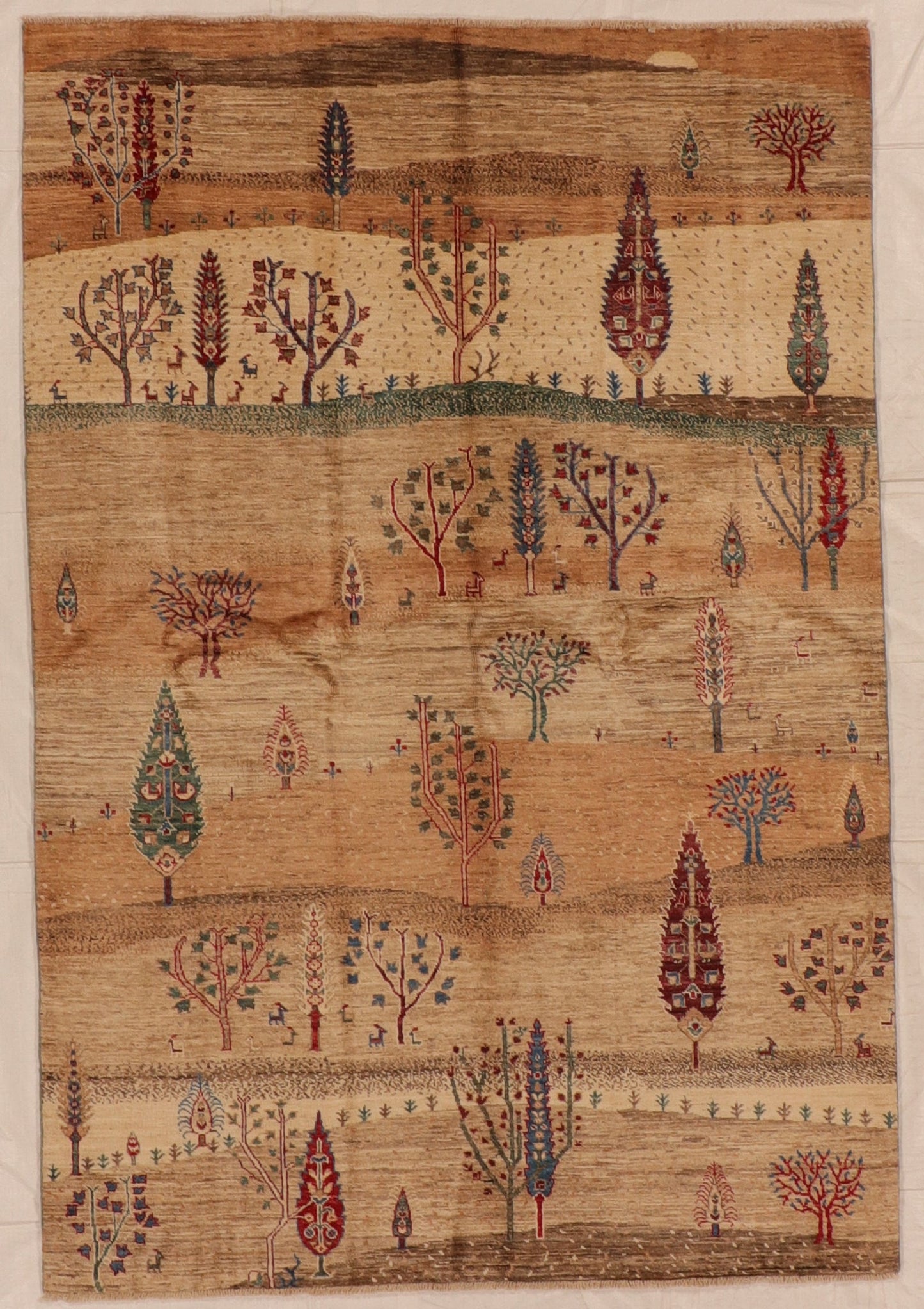 W 6 L 8.9 Tree Of Life 100% Wool Handmade All Over Design - 66303