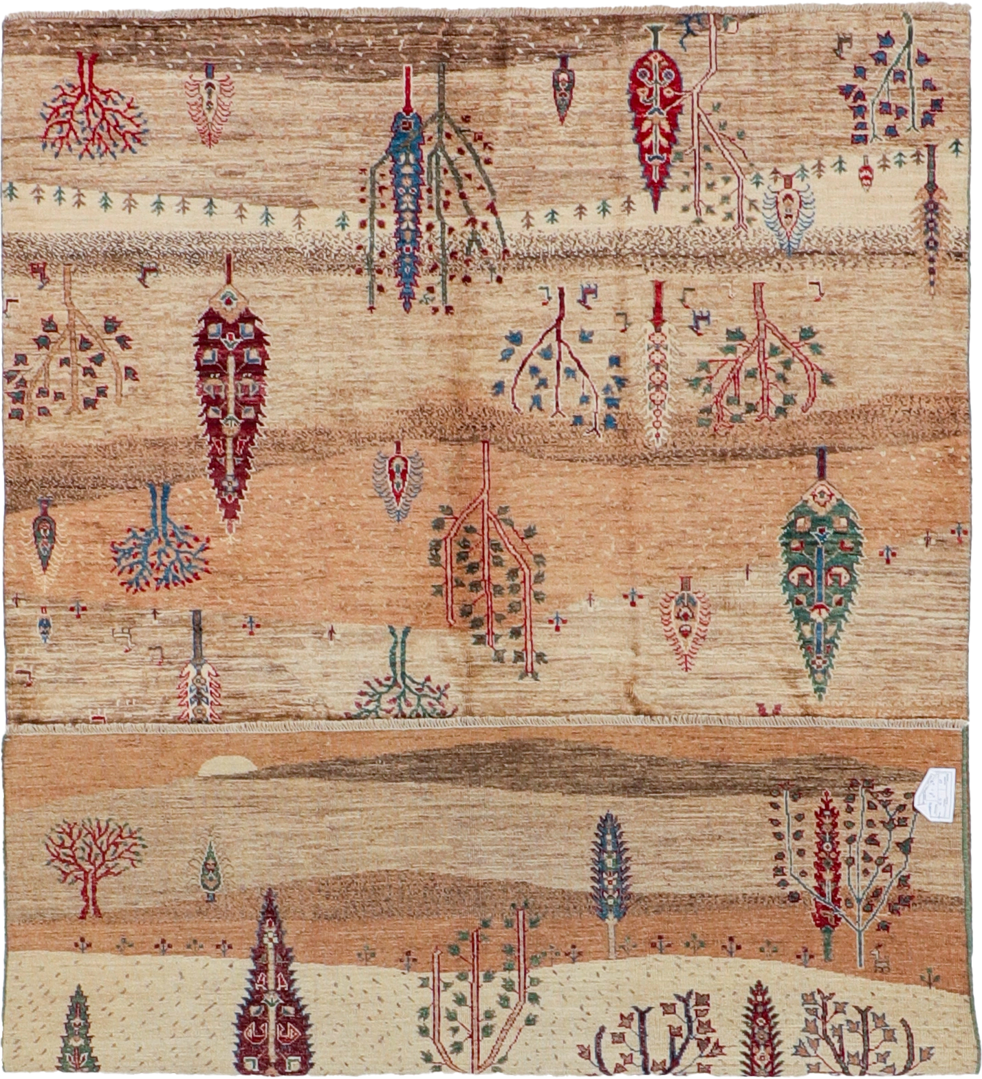 W 6 L 8.9 Tree Of Life 100% Wool Handmade All Over Design - 66303