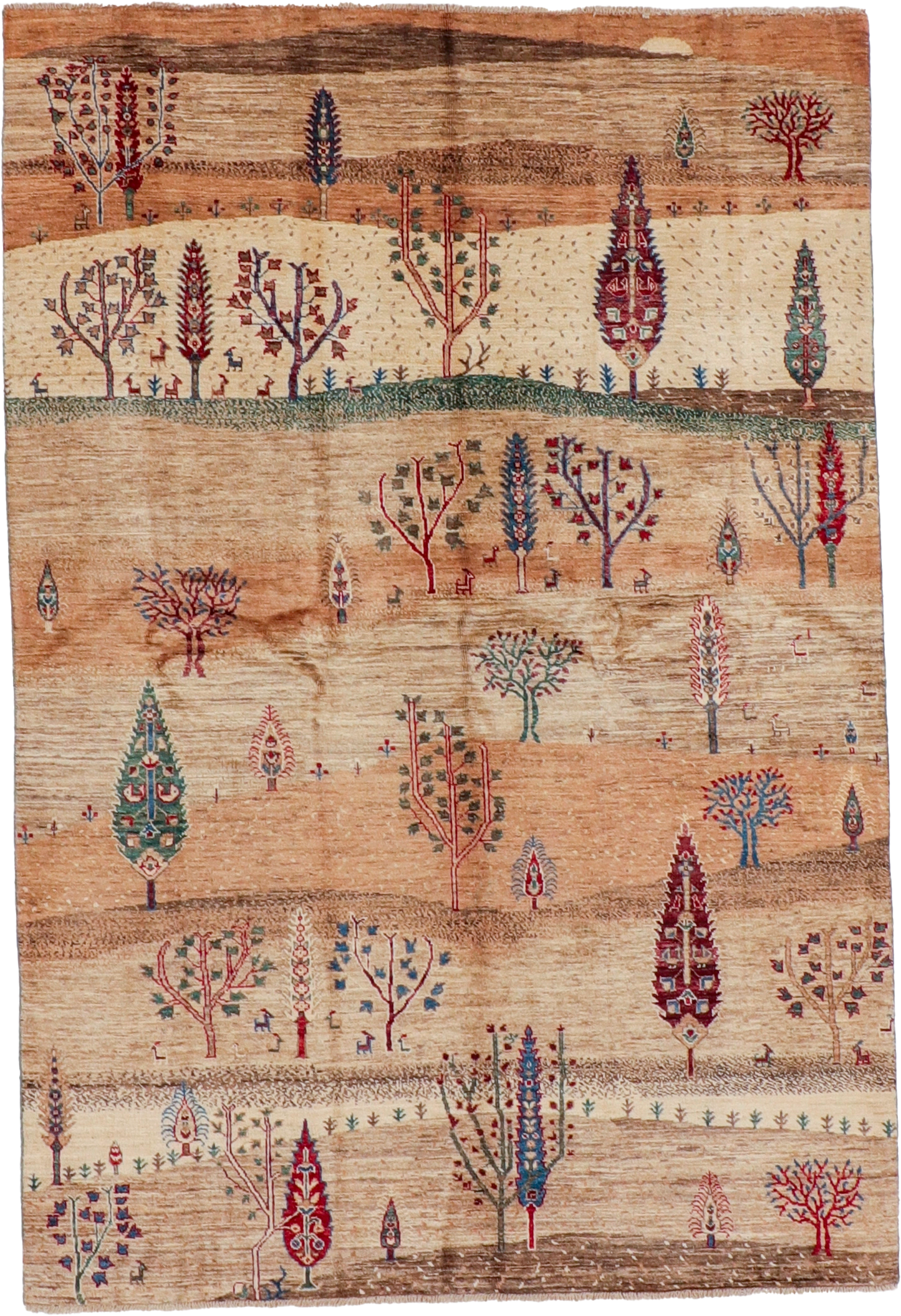 W 6 L 8.9 Tree Of Life 100% Wool Handmade All Over Design - 66303