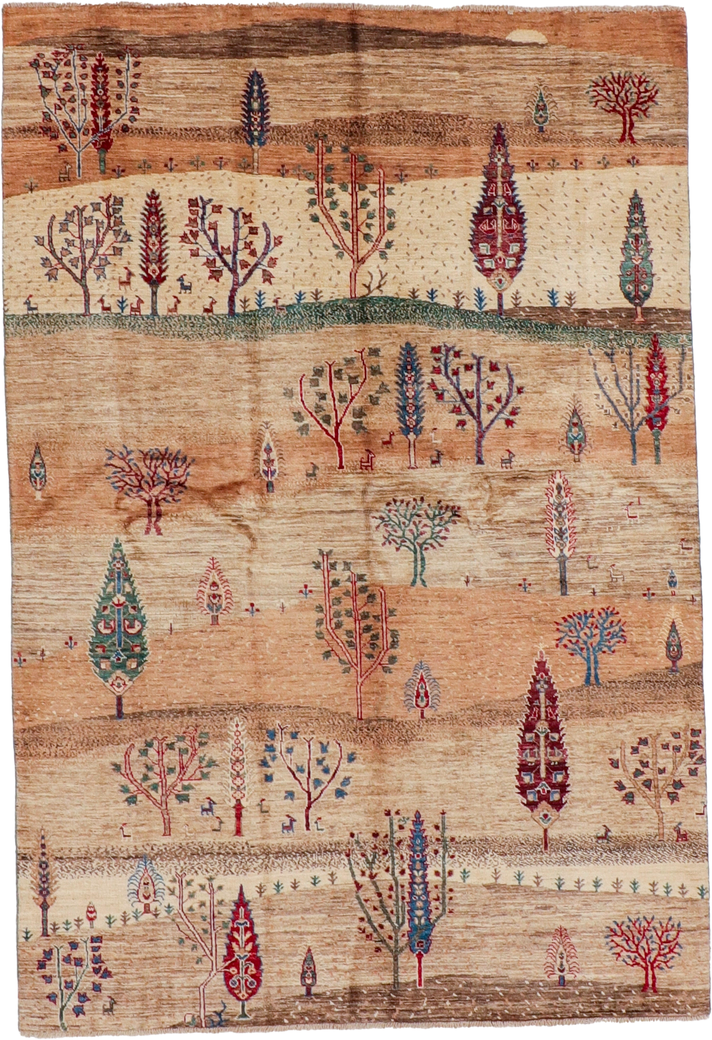 W 6 L 8.9 Tree Of Life 100% Wool Handmade All Over Design - 66303