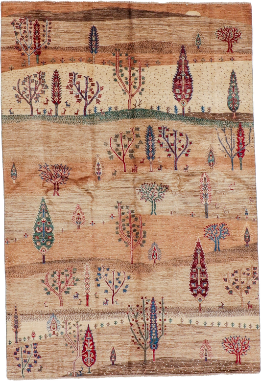 W 6 L 8.9 Tree Of Life 100% Wool Handmade All Over Design - 66303