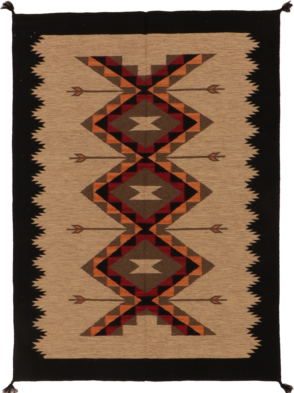 W 4.11 L 6.10 Kilim 100% Wool Hand-Woven All-Over Design - 66311
