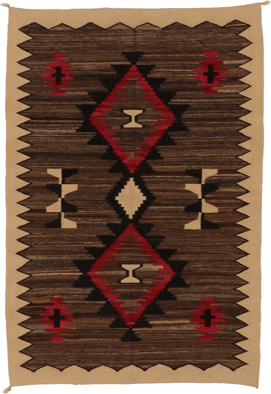 W 5.5 L 7.10 Kilim 100% Wool Hand-Woven Geometric Design - 66326