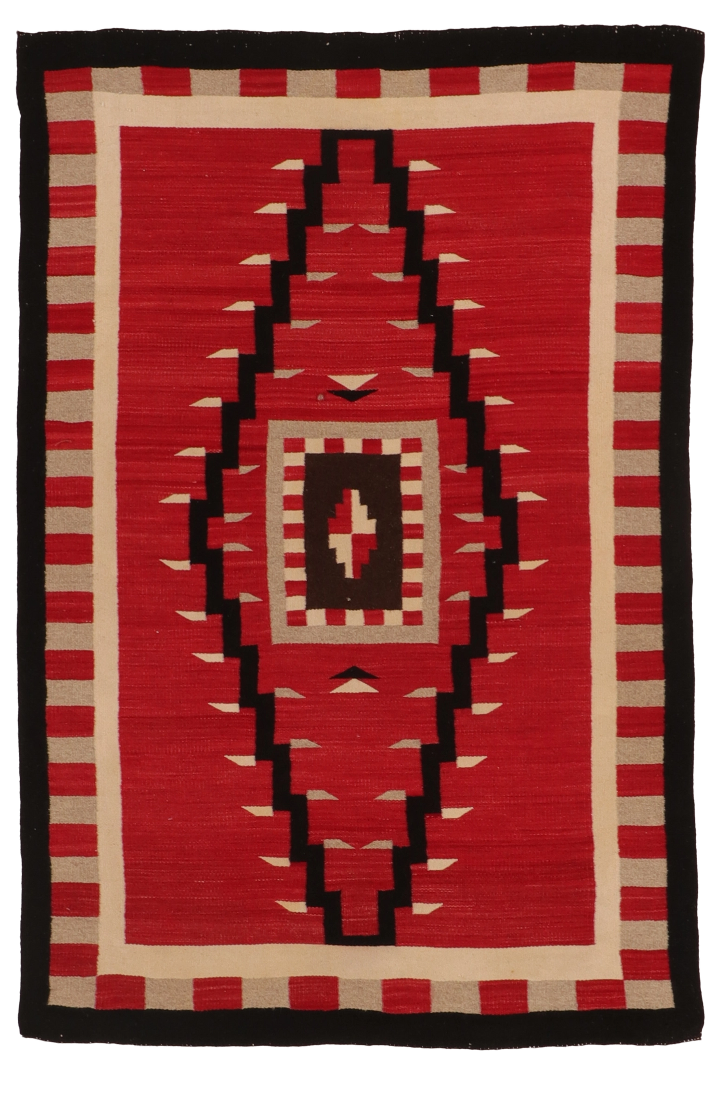 W 4.2 L 6.4 Navajo 100% Wool Hand-Woven Geometric Design - 66335