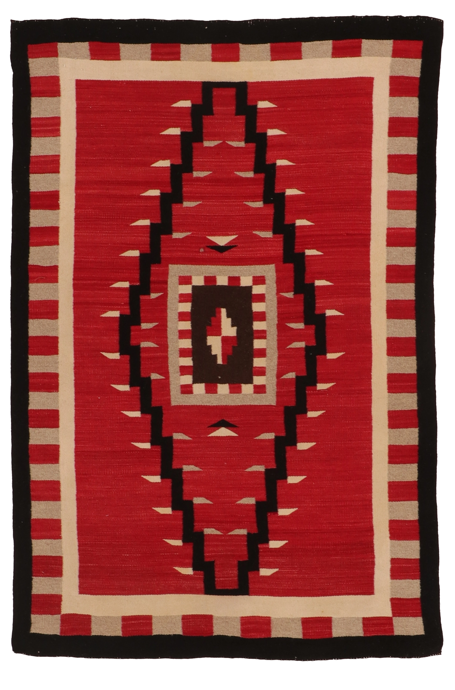 W 4.2 L 6.4 Navajo 100% Wool Hand-Woven Geometric Design - 66335