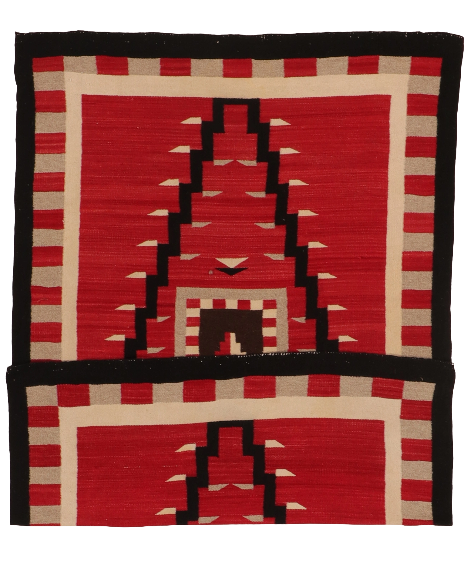 W 4.2 L 6.4 Navajo 100% Wool Hand-Woven Geometric Design - 66335