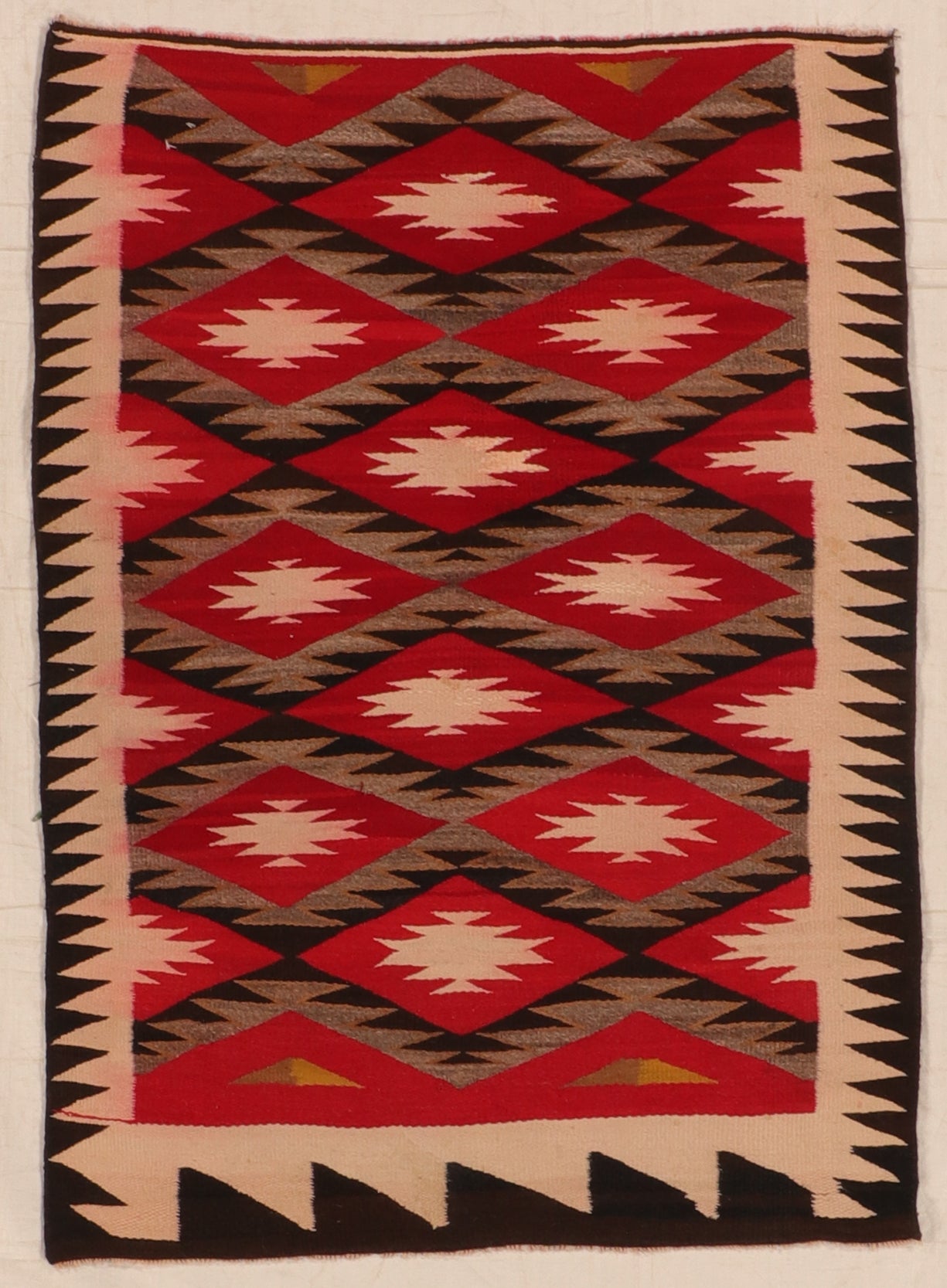 W 3.4 L 4.8 Navajo 100% Wool Hand-Woven Geometric Design - 66336
