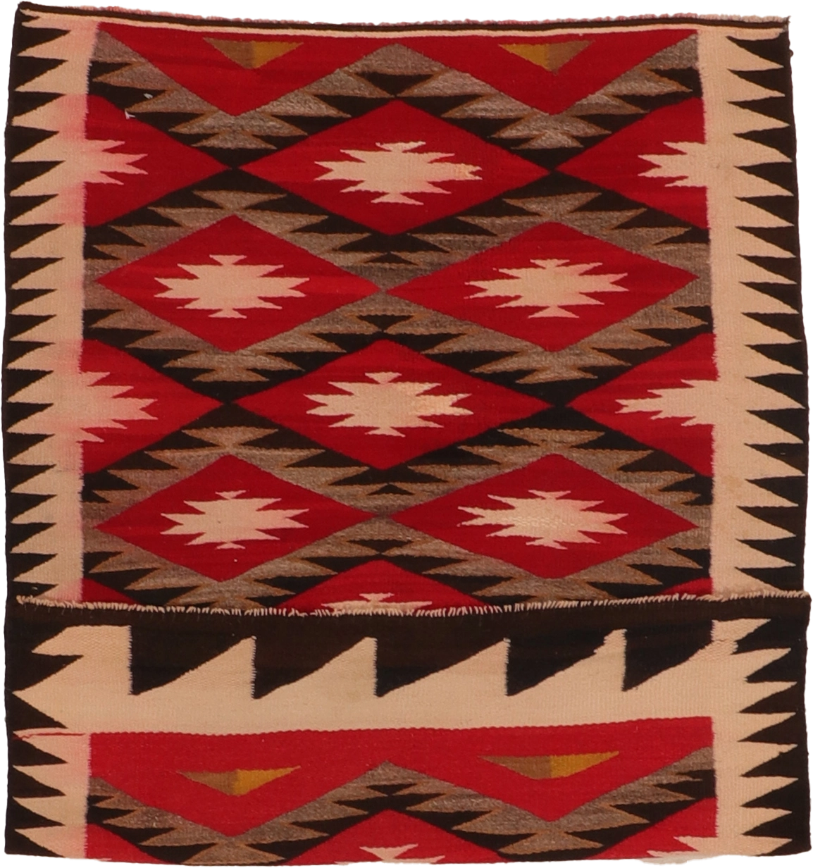 W 3.4 L 4.8 Kilim 100% Wool Hand-Woven Navajo Inspired Design - 66336