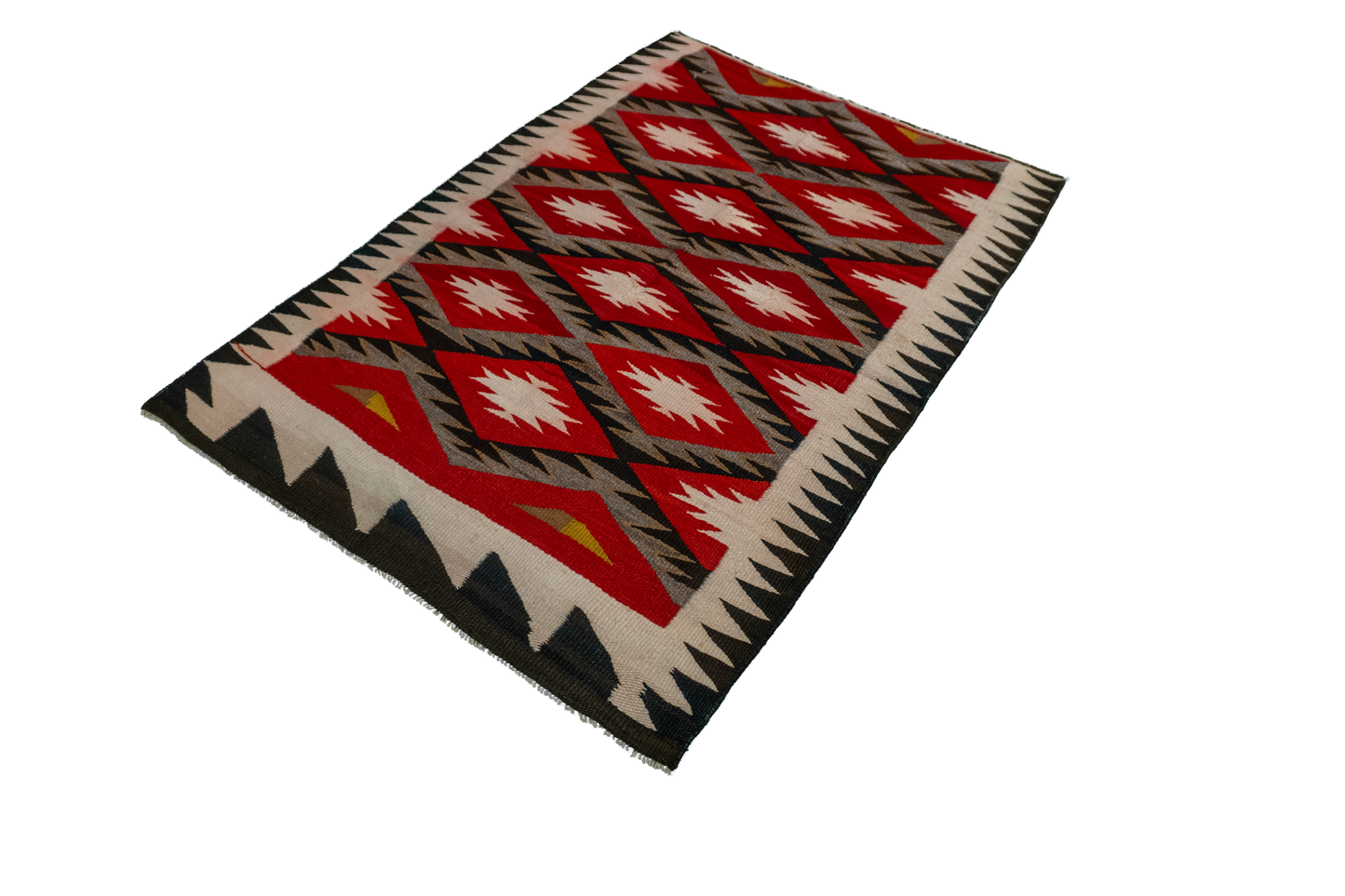 W 3.4 L 4.8 Navajo 100% Wool Hand-Woven Geometric Design - 66336