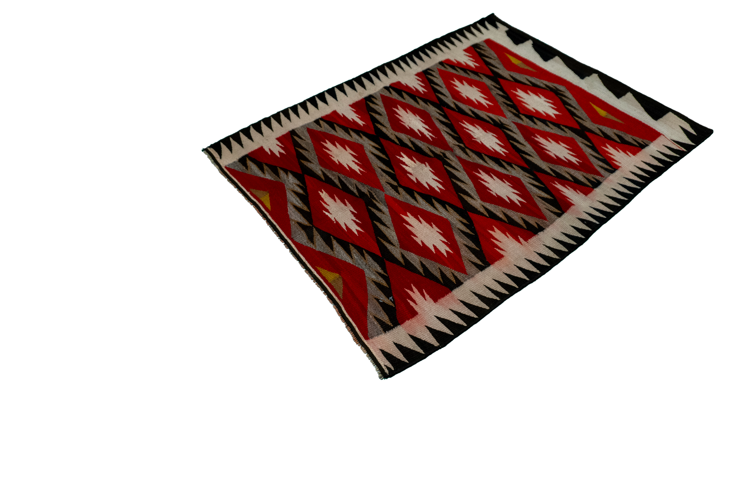 W 3.4 L 4.8 Navajo 100% Wool Hand-Woven Geometric Design - 66336