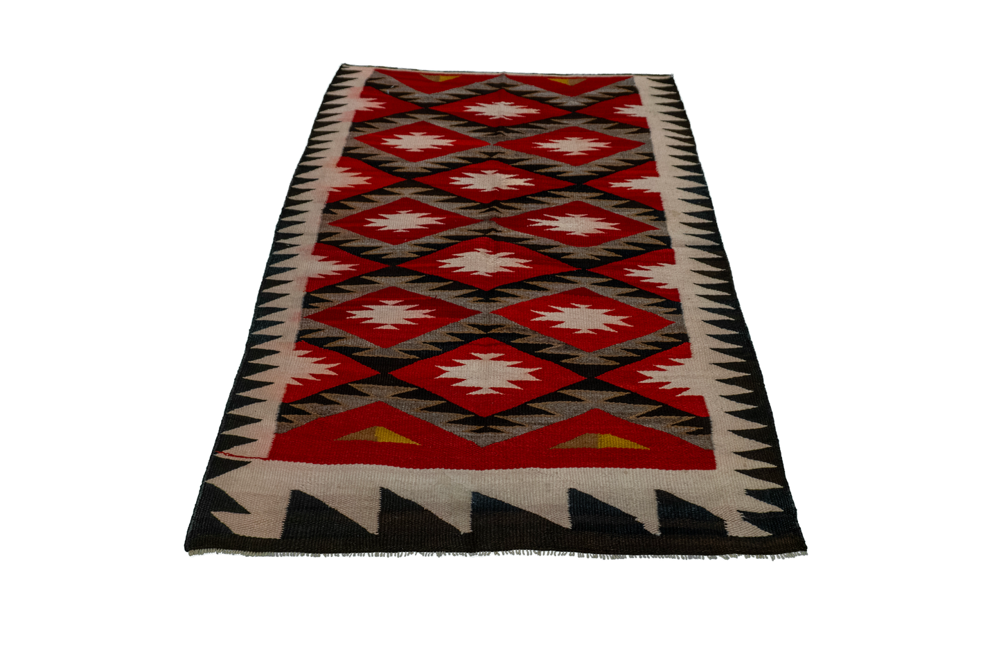 W 3.4 L 4.8 Navajo 100% Wool Hand-Woven Geometric Design - 66336
