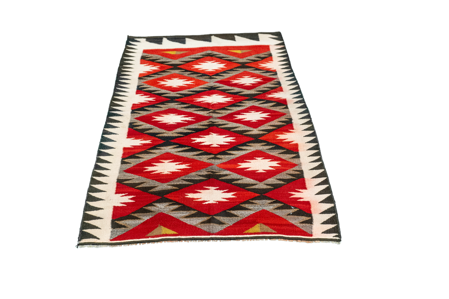 W 3.4 L 4.8 Navajo 100% Wool Hand-Woven Geometric Design - 66336