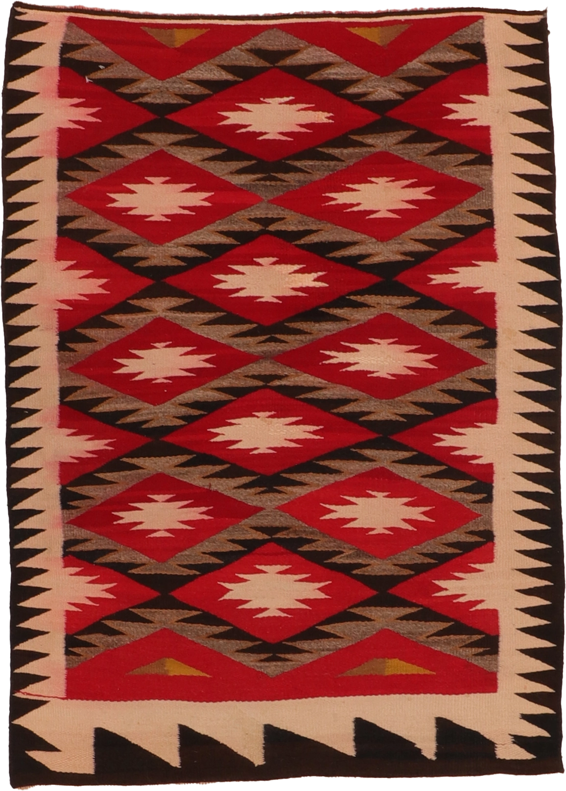 W 3.4 L 4.8 Kilim 100% Wool Hand-Woven Navajo Inspired Design - 66336