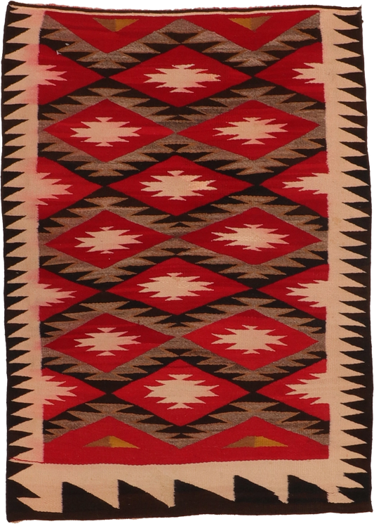 W 3.4 L 4.8 Kilim 100% Wool Hand-Woven Navajo Inspired Design - 66336