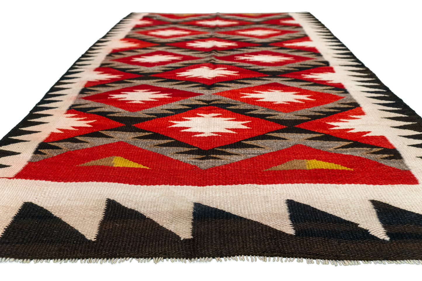 W 3.4 L 4.8 Navajo 100% Wool Hand-Woven Geometric Design - 66336