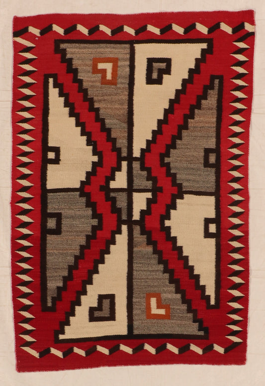 W 3.6 L 5.2 Navajo 100% Wool Hand-Woven Geometric Design - 66337