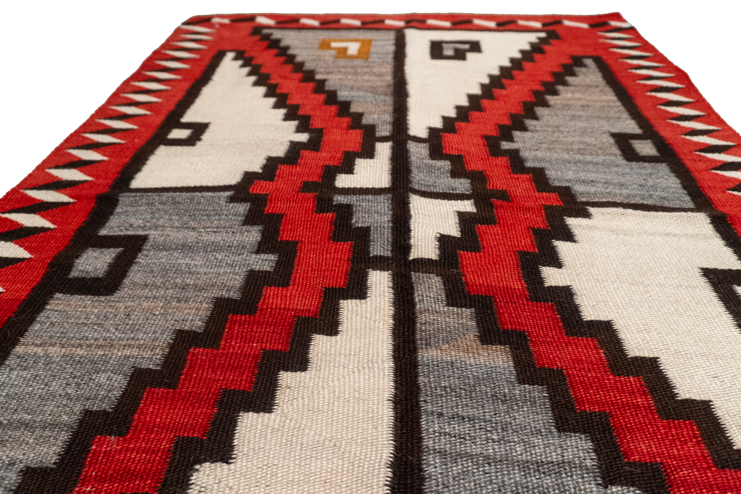 W 3.6 L 5.2 Navajo 100% Wool Hand-Woven Geometric Design - 66337