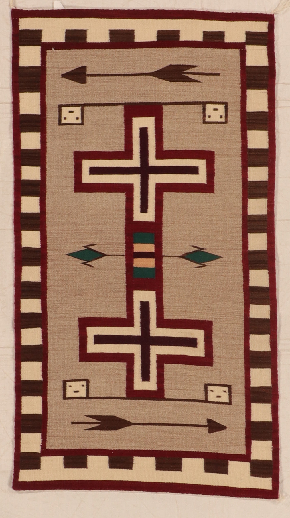 W 2.8 L 4.11 Navajo 100% Wool Hand-Woven Geometric Design - 66338