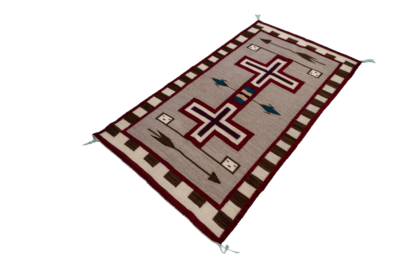 W 2.8 L 4.11 Navajo 100% Wool Hand-Woven Geometric Design - 66338