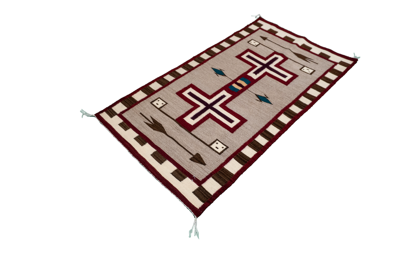 W 2.8 L 4.11 Navajo 100% Wool Hand-Woven Geometric Design - 66338