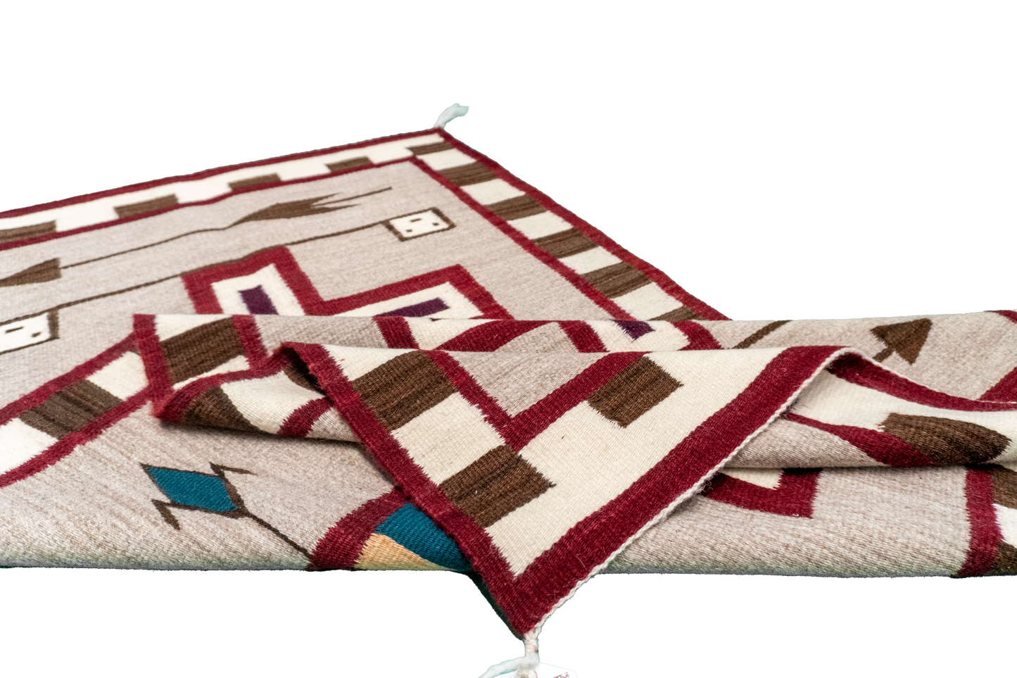 W 2.8 L 4.11 Navajo 100% Wool Hand-Woven Geometric Design - 66338