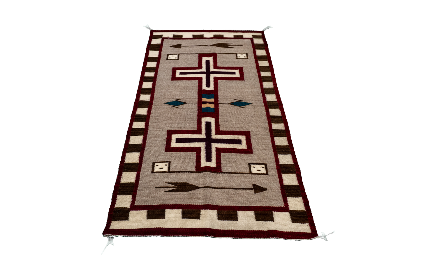 W 2.8 L 4.11 Navajo 100% Wool Hand-Woven Geometric Design - 66338