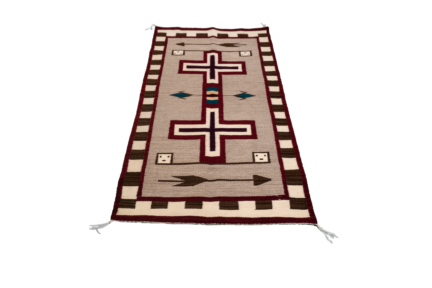 W 2.8 L 4.11 Navajo 100% Wool Hand-Woven Geometric Design - 66338
