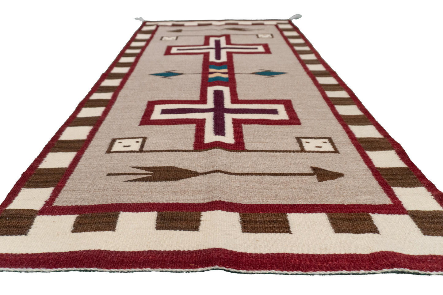 W 2.8 L 4.11 Navajo 100% Wool Hand-Woven Geometric Design - 66338