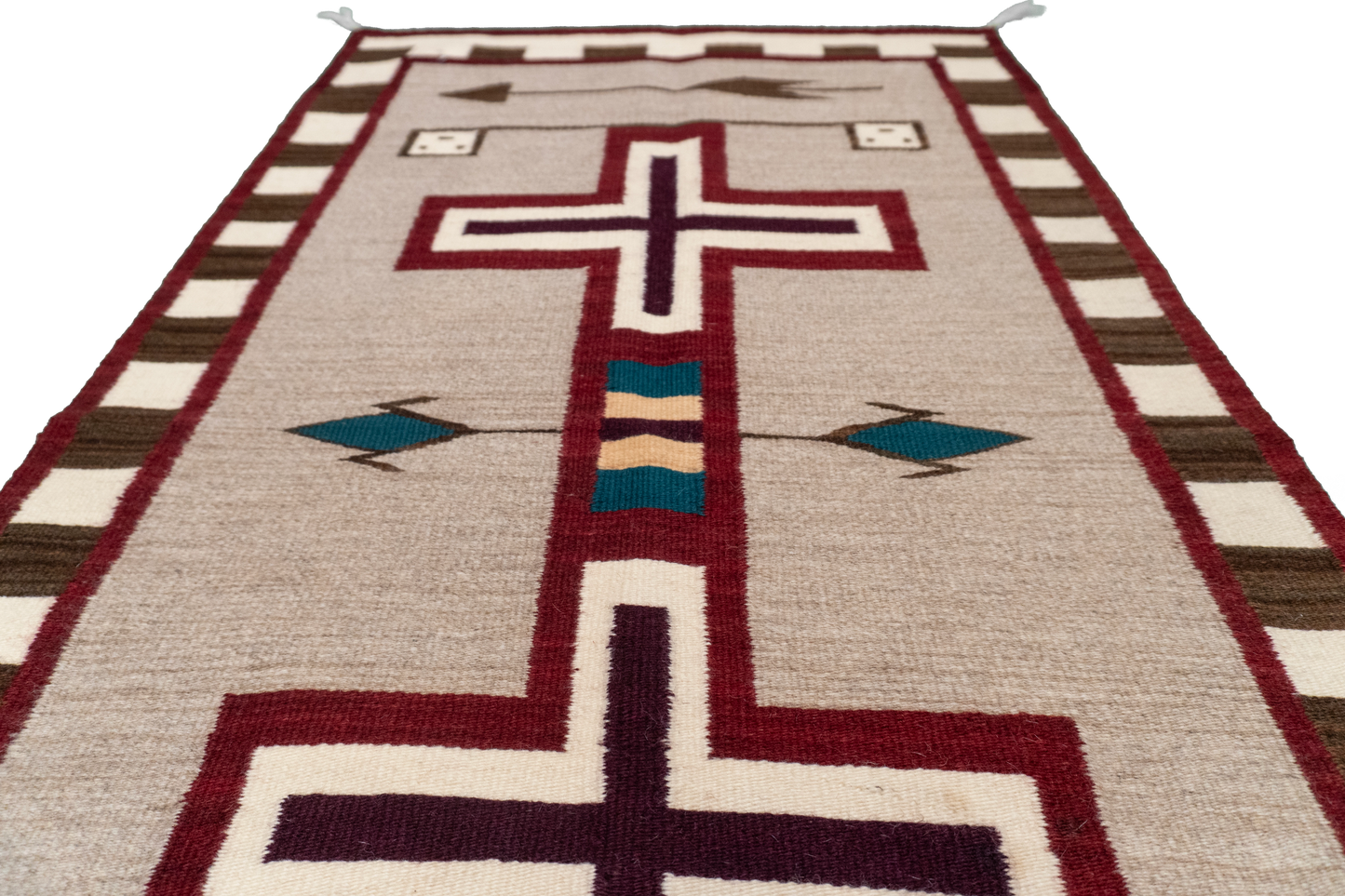 W 2.8 L 4.11 Navajo 100% Wool Hand-Woven Geometric Design - 66338