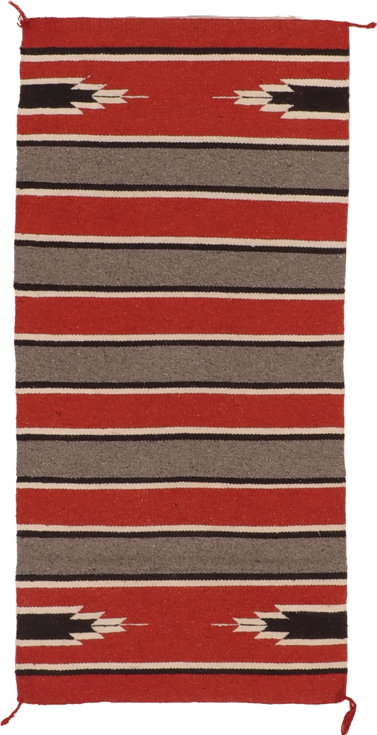 W 2.5 L 5 Kilim Runner 100% Wool Hand-Woven Navajo Inspired Design - 66339