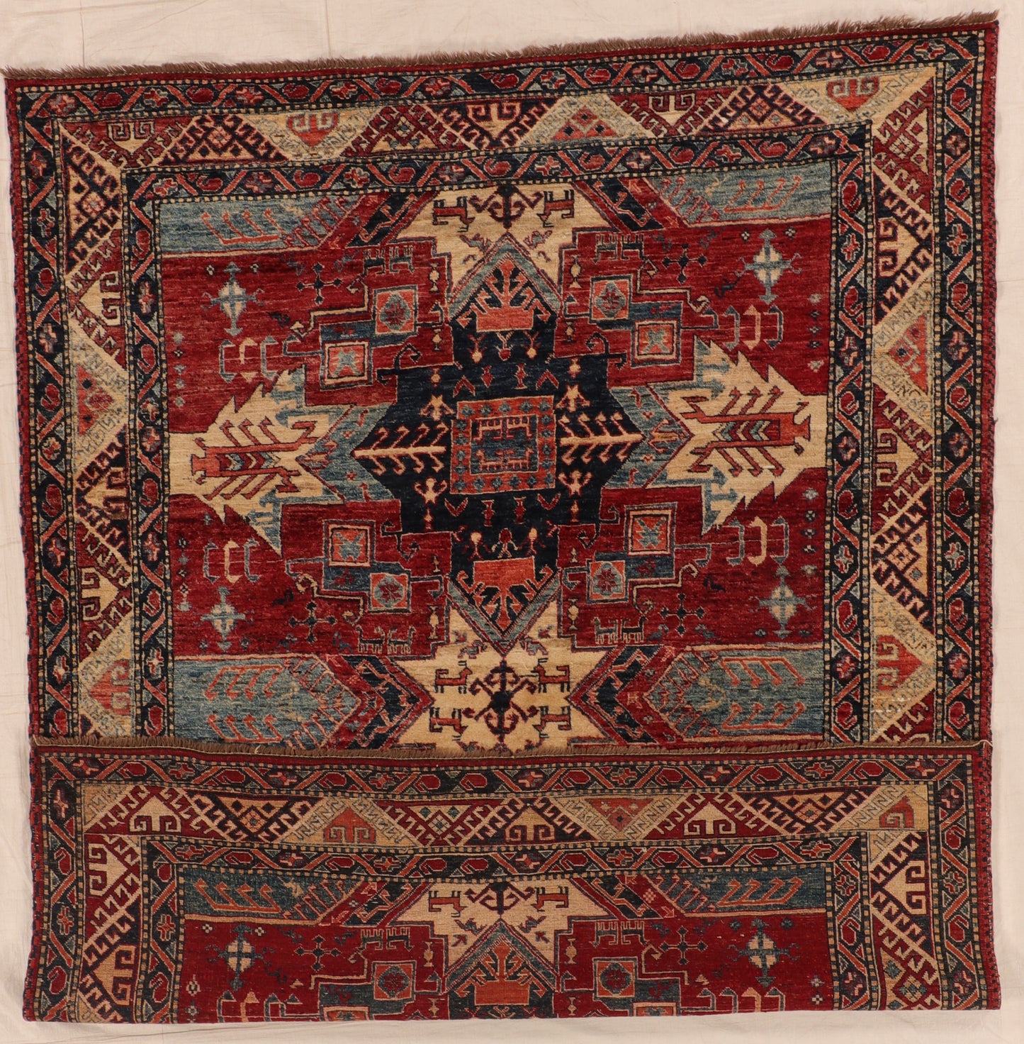 W 7 L 8.10 Kazak 100% Wool Handmade Geometric Design - 66340