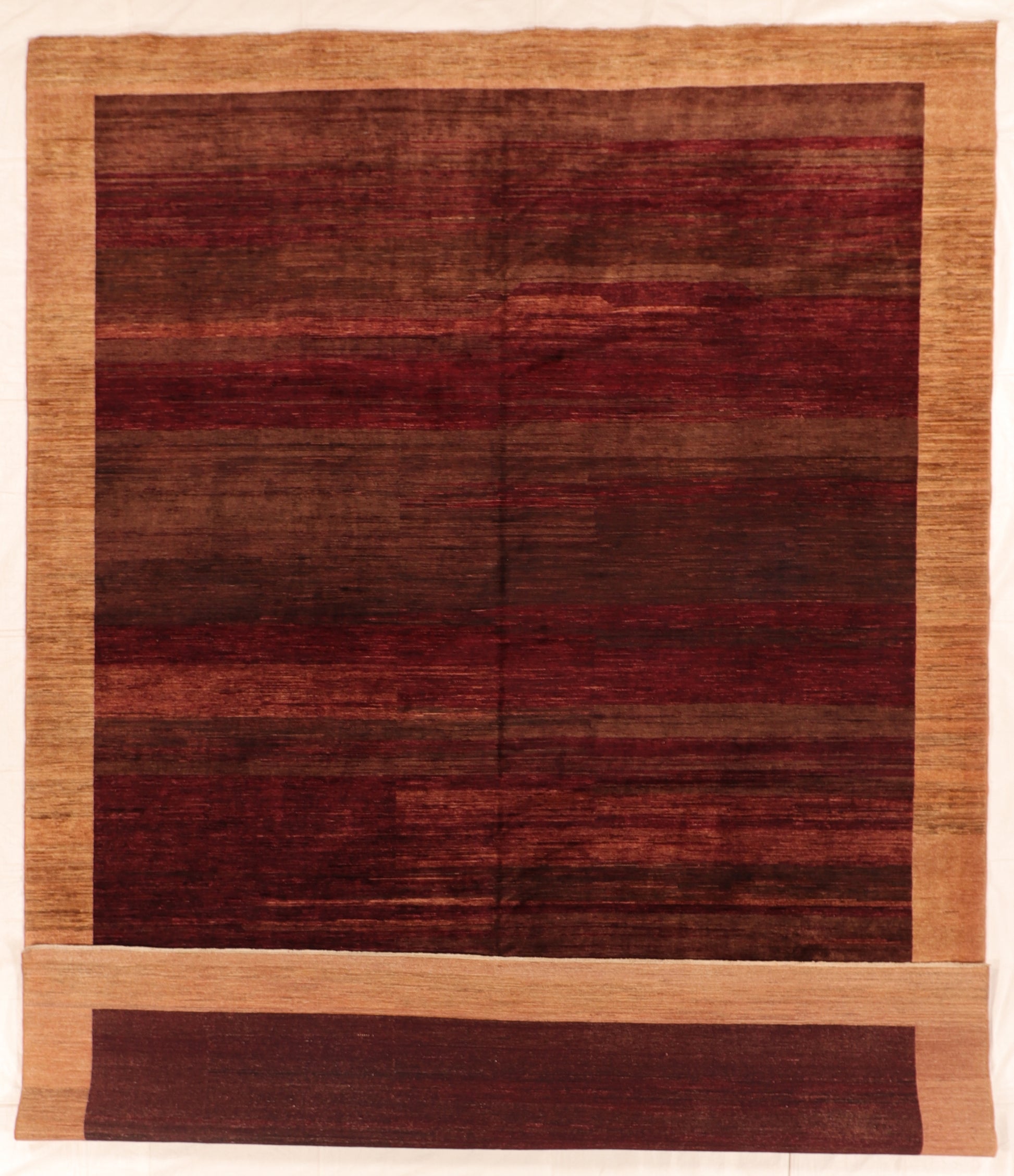 W 10 - L 13.7 - Modern Fine All Over Rectangle - Finest Hand-Knotted Quality Wool - 66345