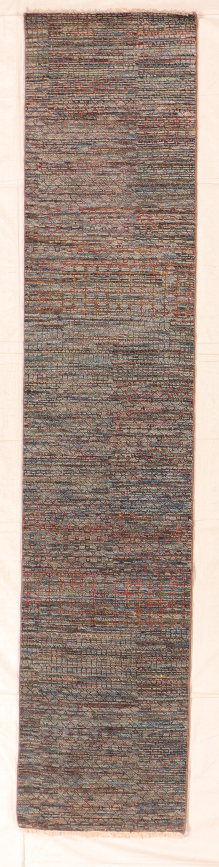 W 2.6 L 12 Modern Runner 100% Wool Handmade India All Over Design - 66348