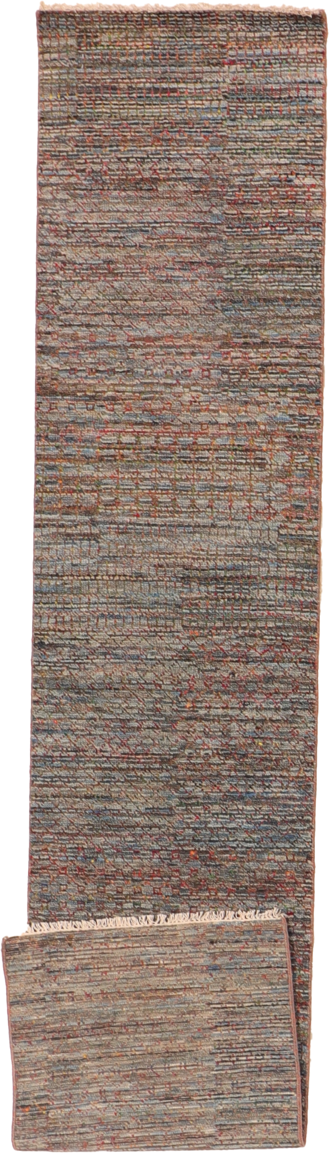 W 2.6 L 12 Modern Runner 100% Wool Hand-Wover All-Over Design - 66348